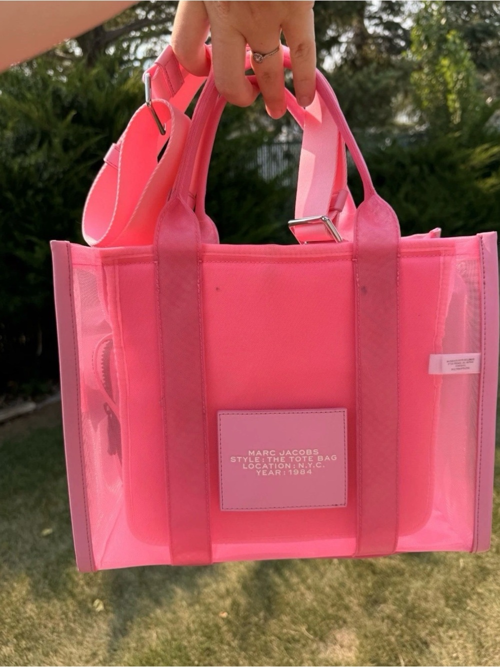 Marc Jacobs The Tote Bag Medium Pink Zip Top Handle w/ Detachable Strap - Picture 2 of 4